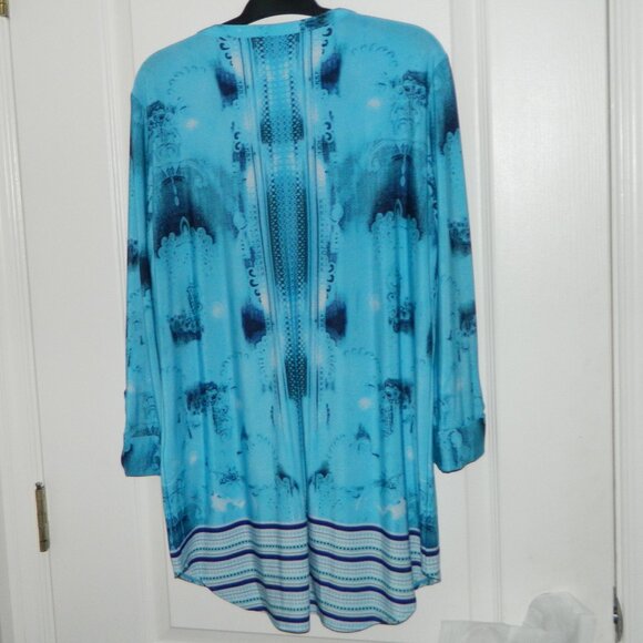 2 for/$40 Nygard Blue Half Button Up Pull Over 3/4 Sleeves Long Tunic Size Small - Picture 10 of 16